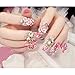 Dongcrystal 24pc 3D False Nails Bling Glitter Fake Full Nail Tip Floral Rhinestone Decor Bowknot Nail Art