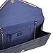 BMC Womens Navy Blue PU Leather Alligator Skin Pattern Perforated Glitter Metal Accent Envelope Flap Clutch Handbag