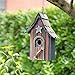 Glitzhome Bluebird House for Outside, Patriotic USA Wooden Hanging Birdhouse Hummingbird House Garden Outdoors Bird House with Door Handle for Hummingbird,Sparrow,Wren Finch,Cedar - 11.75 Inch Height