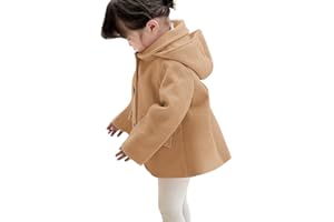 rrhss Baby Girls Button Formal Coat Toddler Kids Hooded Woolen Jacket Fall Winter Outwear