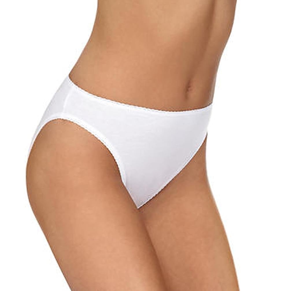 10 pairs of Ladies 100 Cotton High Leg Briefs Knickers (WHITE,16