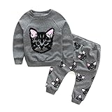 HANYI Baby Kids Set Cats Print Tracksuit +Pants Outfits Set
