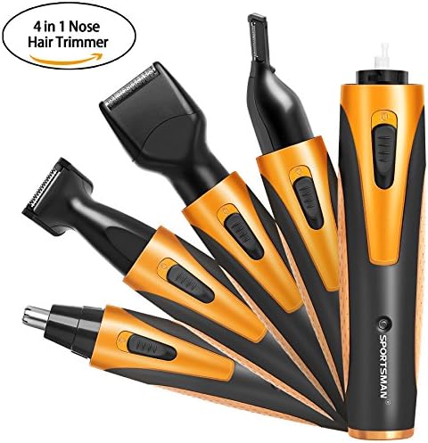 Nose Hair Trimmer, HUGALLUR 4 in 1 Rechargeable Nose Ear Hair Trimmer/Eyebrow Trimmer/Beard Trimmer/Sideburn Trimmer, Professional Water Resistant Personal Groomer Kit for Men &amp; Women(Gold &amp; Black)