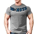 Monsta Clothing Co. Men Bodybuilding Workout (GearUp) Fitness Gym T-Shirt (G:GY)