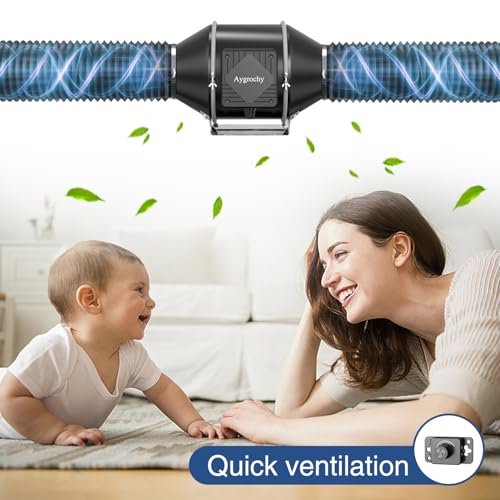 Aygrochy Adjustable Duct Fan 100 mm, Exhaust Fan 363 m³/h | EC motor pipe fan for basement, garage, kitchen, bathroom, growth tents, hydroponics, ventilation and exhaust blowers.