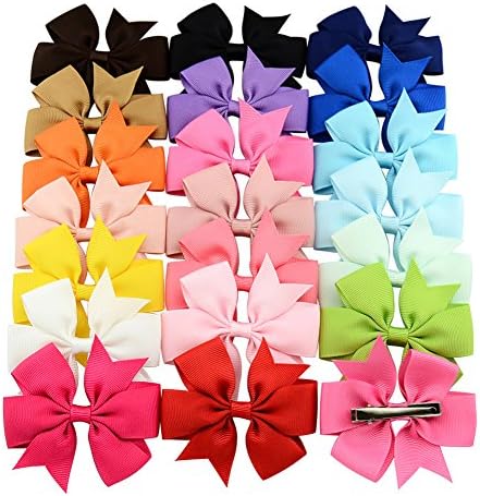 20 Colors Boutique Hair Bows Clip Bowknot Handmade Head Wear Clips for Baby Girls Kids