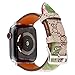 Luxury Leather Watch Band Strap Elegant Blooms Print Wristband Dressy Bracelet Compatible with 44mm 42mm Apple Watch Series 4/3/2/1 (Khaki/Pink)