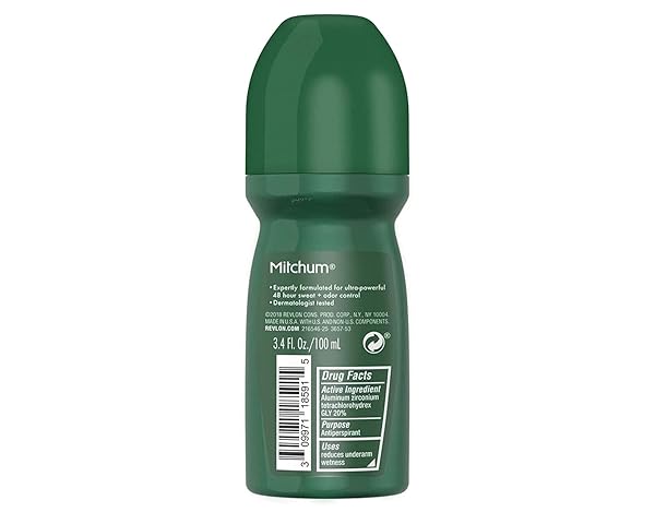 MITCHUM MEN’S ANTIPERSPIRANT DEODORANT, ROLL-ON APPLICATOR, UNSCENTED, 48HR SWEAT & ODOR PROTECTION, QUICK-DRYING FORMULA, DERMATOLOGIST TESTED, 3.4 OZ