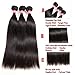 LONG YAO Brazilian Straight Virgin Hair 3 Bundles with Closure 4 X 4 Lace Closure with Bundles 100% Virgin Human Hair Extensions Weave weft Natural Color (18 20 22 W 16 Closure)