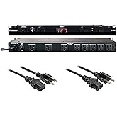 Furman M-8Dx Merit X Series 8 Outlet Power Conditioner &amp; Surge Protector with LED Voltmeter &amp; Dual Lights Plus Hosa 18 Gauge Electrical Extension Cable