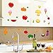 BIBITIME Fruit Wall Decals Kitchen Art Stickers Strawberry Mushrooms Green Vegetables Pumpkin Watermelon Carrot Eggplant Cherry Orange Ice Cream Lockers Window Tile Decor