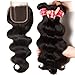 Nadula 8A Unprocessed Brazilian Remy Virgin Human Hair Body Wave Weave Pack of 3 with Lace Closure Natural Color (16 18 20+14)