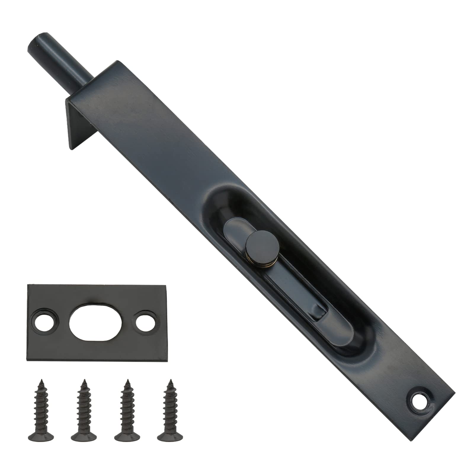 Photo 1 of Kyuionty Stainless Steel Door Flush Bolt Latch 6 Inch L Type Lever Action Flush Slide Lock Bolt, Black
