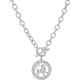 TaYolnFaSo Zodiac Paperclip Toggle Necklace 12 Constellation Paperclip Chain Necklace Horoscope Pendant Paperclip Jewelry Christmas Gift for Women Men