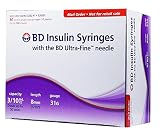 BD Ultra-Fine U-100 Insulin Syringes - Short Needle - 31 Gauge 3/10 cc 5/16 inch Box of 90