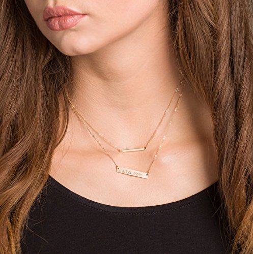Custom Gold Bar Necklace Name Engraved Necklace Gold Rose Gold