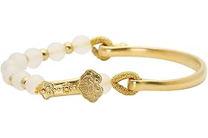Balaijor Fashion 18K Gold Plated Lucky Wish Arm Band Cuff Bracelet Faux Jade Stone Bracelet