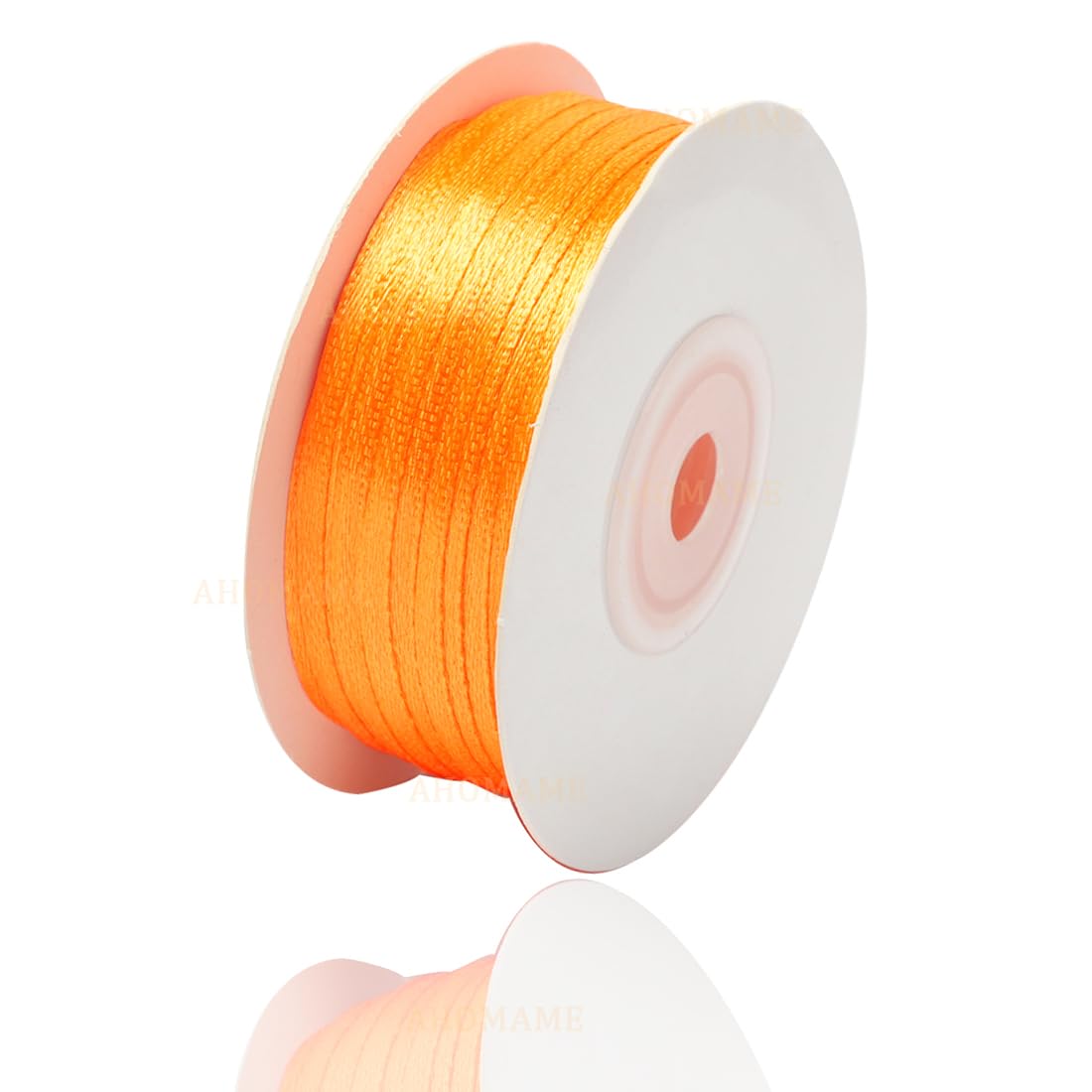 Orange Satin Ribbon 3mm, 91 Meters Solid Colors Fabric Ribbon for Crafting, Gift Wrapping, Balloons, DIY Sewing Project, Hair Bows and Cake Decoration — image 1