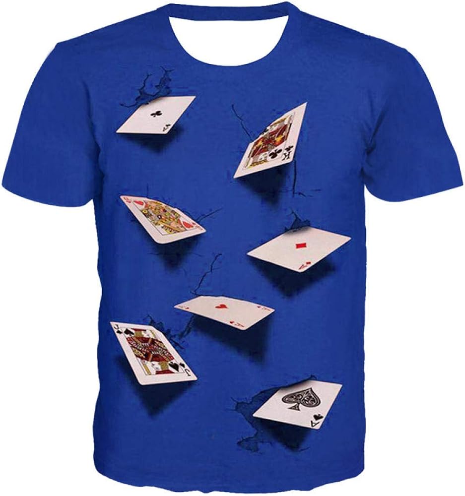 MADEYU T Shirts Three Dimensional Abstract 3D Playing Cards Sports