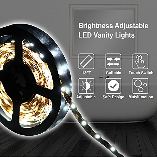 SOLMORE Dimmable LED Strip Lights Kit 240 LEDs 13ft/4m LED Light Strip for Vanity Makeup Mirror Closet Under Cabinet Lighting DIY indoor Kitchen Bar Celebration Decor (Daylight White)