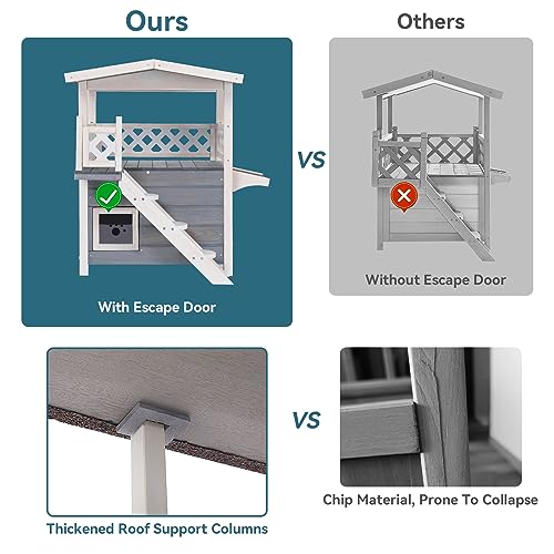 Petsfit Durable Roof Outdoor Cat House Weatherproof with Escape Door