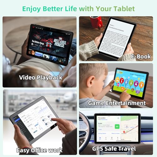 Tablet 10 inch Android 15 Tablets, 18GB RAM 128GB ROM 1TB Expand, Octa-Core Processor, 1280x800 IPS Widevine L1, WiFi 6, 8MP+5MP Dual Camera, BT5.4, 6000mAh, GPS，Gray