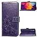 Halnziye Case for Samsung Galaxy A50, Magnetic Closure Soft TPU Flip Leather Wallet Phone Case with Kickstand Card Slots Designed for Samsung Galaxy A50 Cover - Purple