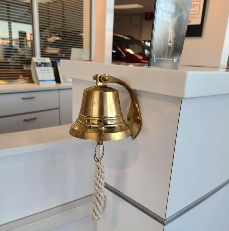 The Metal Magician Nautical Hanging Wall Mountable 4" Solid Brass Ship Bell — image 1