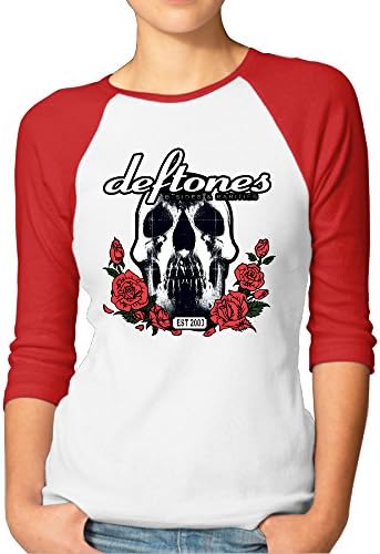 Deftones Deftones Women 3/4 Sleeve Raglan Shirt Red