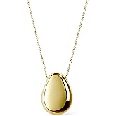 Ana Luisa Pebble Pendant Necklace for Women - 14K Gold Plated and Silver Rhodium Plated Trendy Teardrop Necklace with Lobster Clasp - Hypoallergenic, Water-Resistant, Tarnish-Free Jewelry