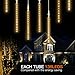 Meteor Shower Rain Lights Cobbe Waterproof String for Wedding Party Christmas Xmas Decoration Tree Party Garden String Light Outdoor 10FT 8 Tube 144 led Lamp Beads (White)