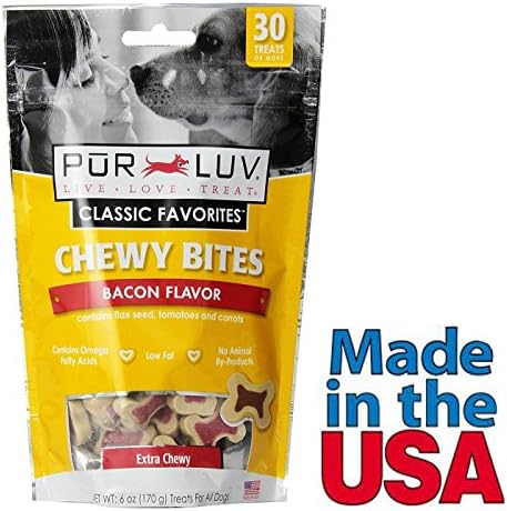 Bacon Flavor Dog Treats Snacks Chewy Bites Made in USA 6 oz from Pur Luv