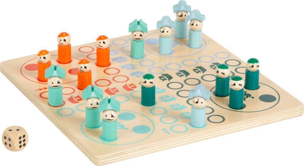 Small Foot small foot 11725 Ludo Pirates made of wood, parlour game for up to four people, board game for children aged 4+ years
