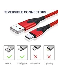 Benicabe - Cable USB tipo C (2 unidades, 5.9 ft) 6 patas