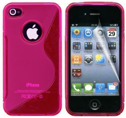 Gadgeo Super Hunkydorey Hot Pink Gel Silicone TPU Case Cover for Apple iPhone 4 & 4S with Screen Protector and Cleaning Cloth