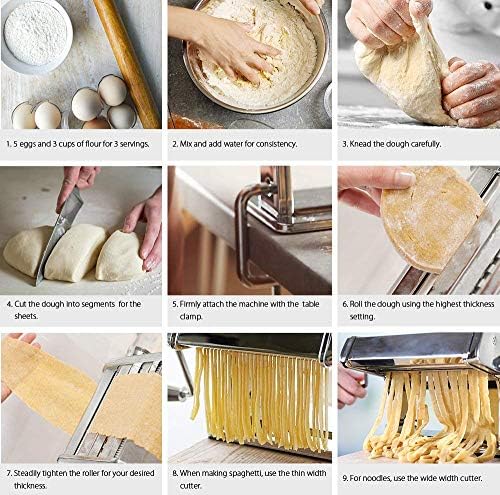 Sailnovo Machine à Pâtes Laminoir à Pâtes en Acier Inoxydable pour Tagliatelle/Spaghettis/Lasagnes/Ravioles (V1) - Cuisine A Vivre Sailnovo Machine à Pâtes Laminoir à Pâtes en Acier Inoxydable pour Tagliatelle/Spaghettis/Lasagnes/Ravioles (V1)