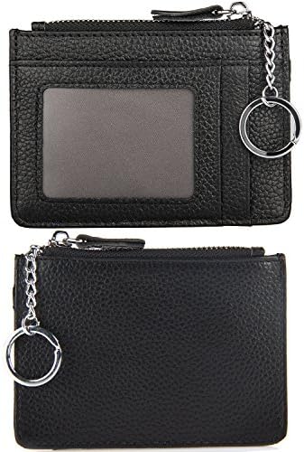 RFID Blocking Wallet, Betiteto Slim Front Pocket Wallet Leather Credit Card Holder with Key Ring ID Window for Women Men