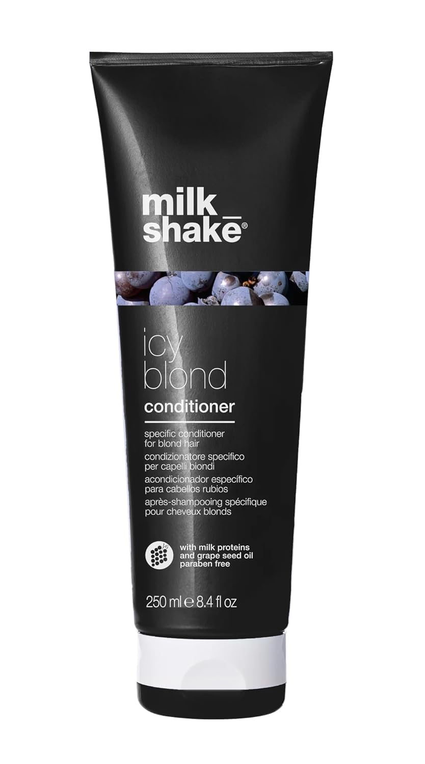 Photo 1 of milk_shake icy blond conditioner | award winning toning conditioner with black pigment to neutralize yellow and brass in platinum blonde hair | smooths, hydrates, and brightens cool tones | 8.4 Fl Oz