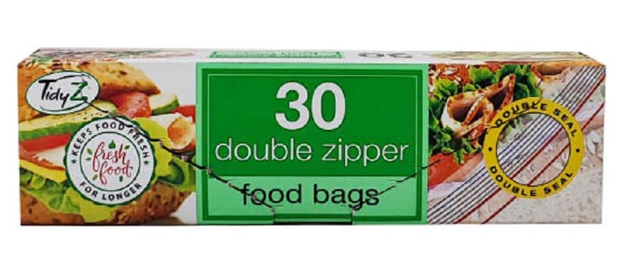 Tidyz Double Zipper Plastic Zip Seal Food & Freezer Large Storage Bags Ultimate Strength Resealable