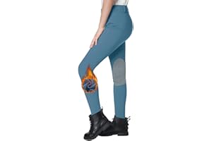 beroy Kids Fleece Lined Horse Equestrian Riding Pants Breeches Winter Girls Boys Knee Patch Horseback Pant with Pockets