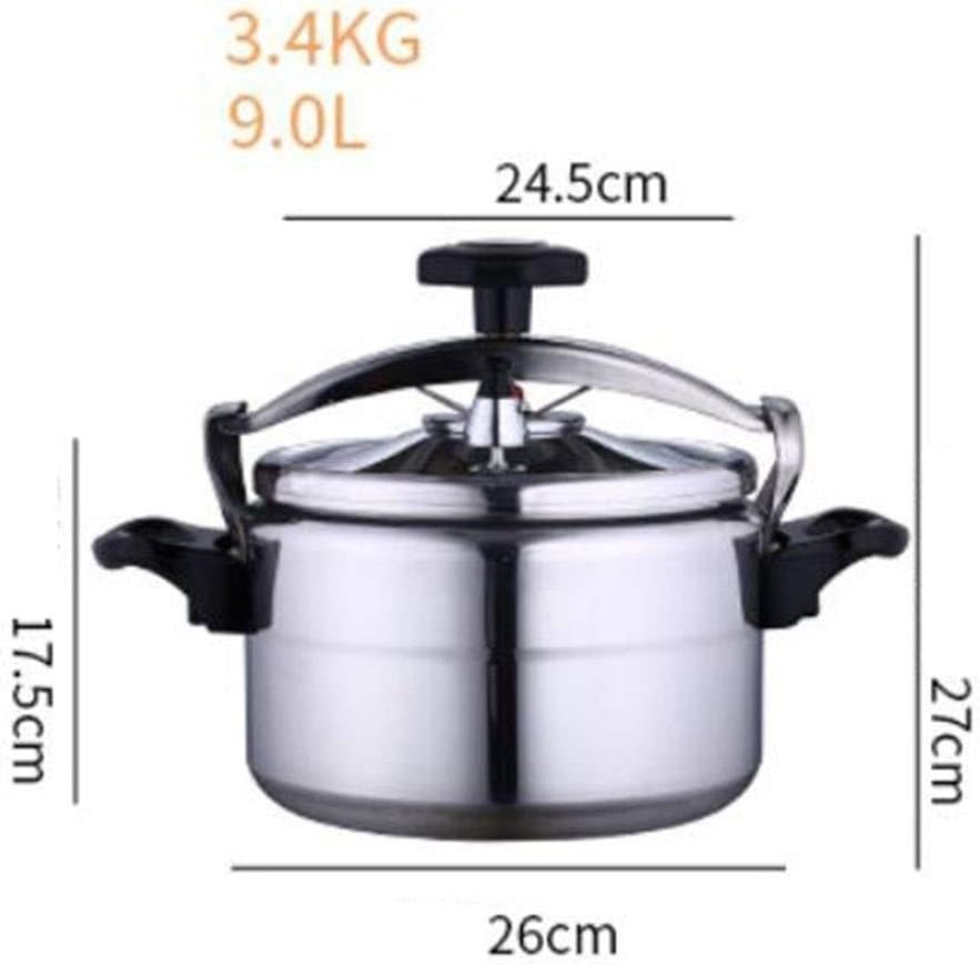 Pressure cooker commercial explosion-proof,steamer and slow cooker increase capacity,energy efficient,induction base hotel kitchen cooking-aluminum alloy material 3L-70L (Color : Silver, Size : 9L)