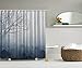 Ambesonne Landscape Shower Curtain, Rainy Scenery with Water Drops of Bare Branches in The Idyllic Forest, Cloth Fabric Bathroom Decor Set with Hooks, 69