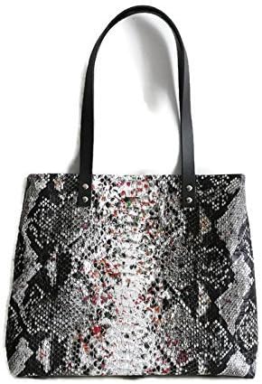 Fake snakeskin tote bag, fashionable shoulder bag