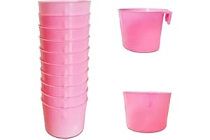 ORIBUKI 10 Pack Cage Cups Birds Feeders Seed Bowl Chicken Feeding Watering Dish Rabbit Water Food Hanging Wire Cages Box 8oz Coop Cups for Pet Parrot Parakeet Gamefowl Poultry Pigeon (Pink)