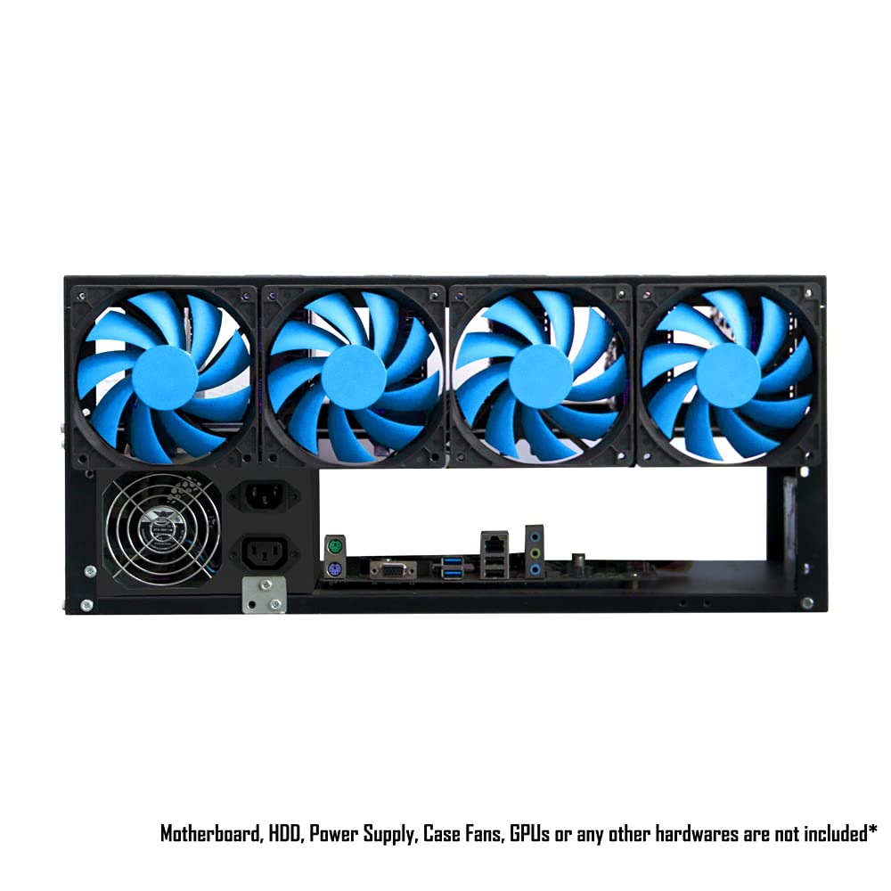 Kingwin Miner Rig Case W/ 6 GPU Mining Frame - Expert Crypto Mining Rack W/Placement for Motherboard for Mining - Air Convection to Improve GPU Cryptocurrency Test Bench PC Case