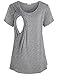 Baikea Women's Summer Maternity Nursing Top Short sleelve Comfy Breastfeeding Clothes Light Grey M