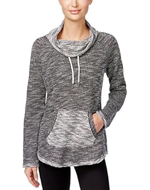 Calvin Klein Performance Women's Space-Dyed Textured Cowl-Neck Sweater