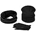 JOYEBUY Men 3 PCS Knitted Set Winter Warm Knit Hat + Scarf + Touch Screen Gloves (Black)