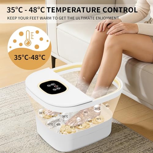 Collapsible Foot Spa with Heat,Remote Temperature Control and Bubble,Foot Bath Tub with 6 Massage Rollers,Timer Multiple Level Heating, Electric Pedicure Foot Spa Machine for Feet Care