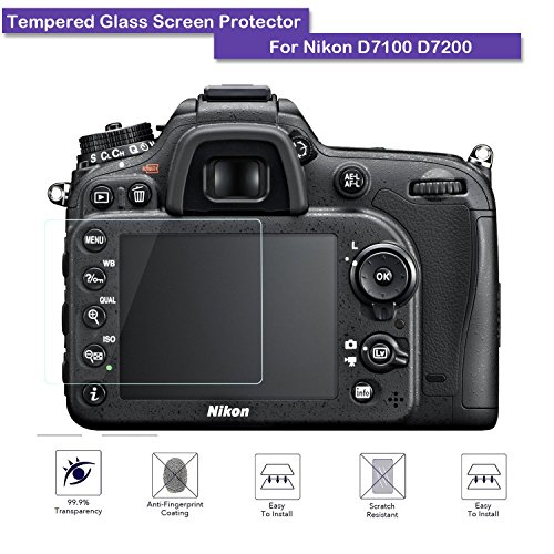 MOTONG Nikon D7100 D7200 LCD Screen Protector For ,9 H Hardness,0.3mm Thickness,Made From Real Glass (Tempered Glass)